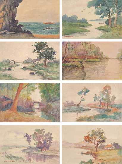 丁光燮 1940年作 水彩风景（八幅）